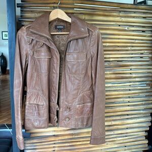 Danier brown leather coat XS